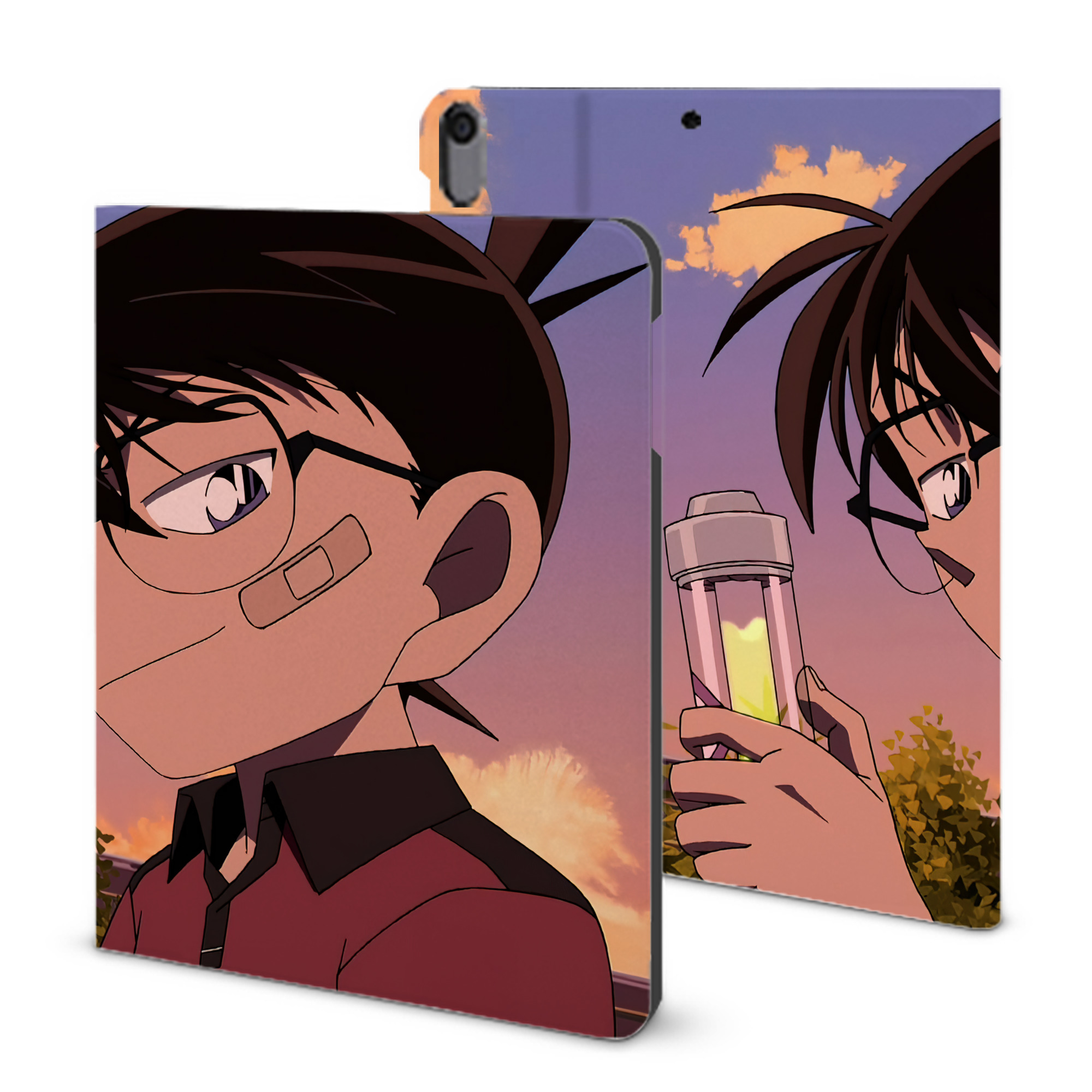 （画像用） 名探偵コナン Detective Conan IPad ケース ブック型 PUレザー TPU 耐衝撃 軽量 薄型 ペン収納なし 全面保護 IPad 各モデル対応